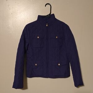 LAUREN Ralph Lauren Jacket Medium Purple‎ Quilted Barn Coat Zip Classic Size PM